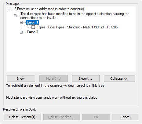 revit error messages.